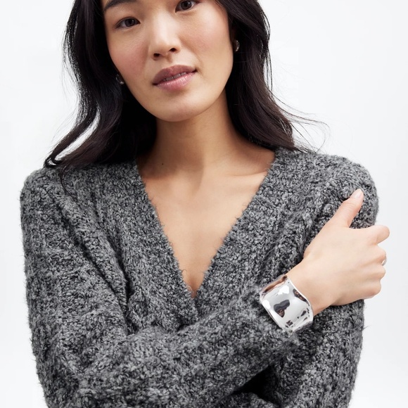 Madewell Marled Cable V-Neck Cardigan - Picture 4 of 8